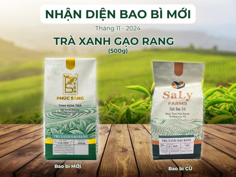 Bao bì mới Trà xanh gạo rang Phúc Sang Bao bì mới Trà xanh gạo rang Phúc Sang