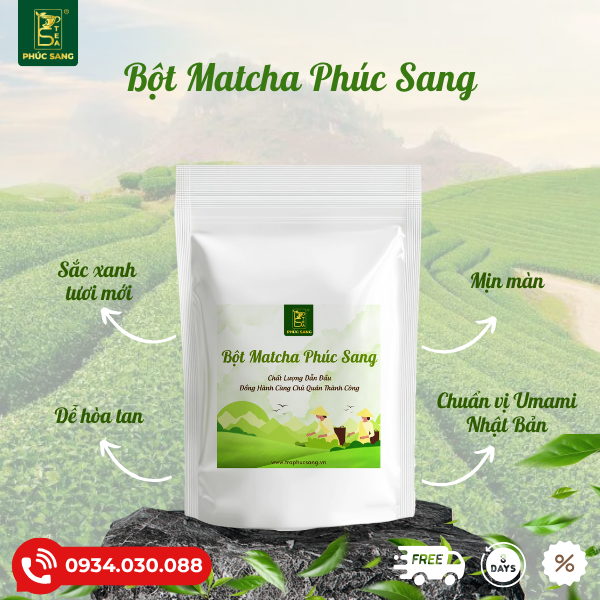 Bột Matcha trà xanh Phúc Sang (Matcha Nhật chính hãng) 100g - Ảnh 3