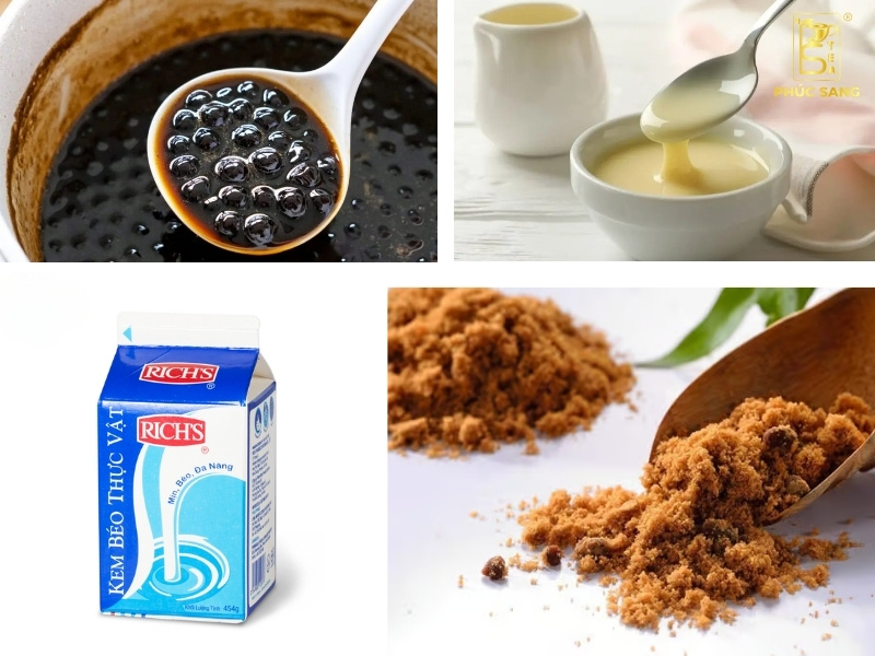 Nguyên liệu làm sữa tươi trân châu đường đen thơm ngon Nguyên liệu làm sữa tươi trân châu đường đen thơm ngon
