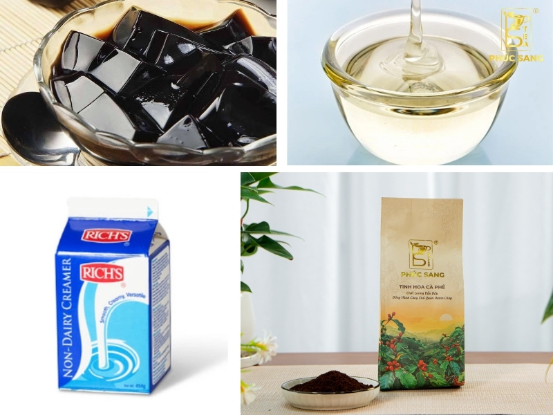 Nguyên liệu để pha cà phê sữa tươi sương sáo thơm ngon Nguyên liệu để pha cà phê sữa tươi sương sáo thơm ngon