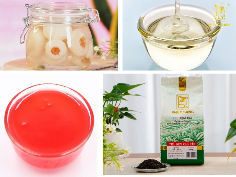 Nguyên liệu để pha chế trà dưa hấu vải tươi mát Nguyên liệu để pha chế trà dưa hấu vải tươi mát