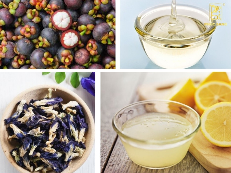 Nguyên liệu và dụng cụ để pha trà măng cụt hoa đậu biếc ngon chuẩn vị