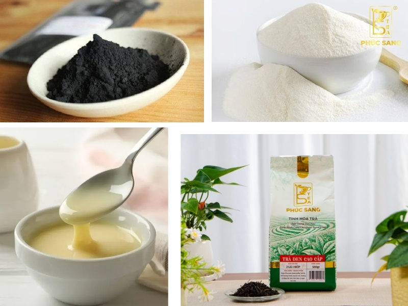 Nguyên liệu cho món trà sữa than tre