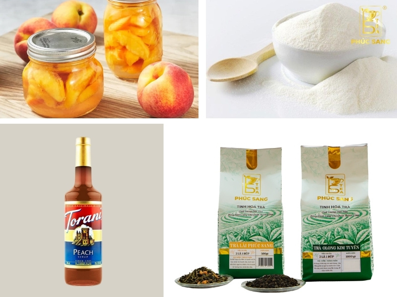 Nguyên liệu làm trà sữa đào thơm ngon Nguyên liệu làm trà sữa đào thơm ngon