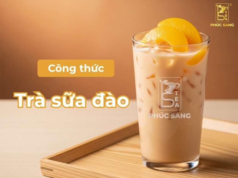 Cách làm trà sữa đào thanh mát, dễ uống Cách làm trà sữa đào thanh mát, dễ uống