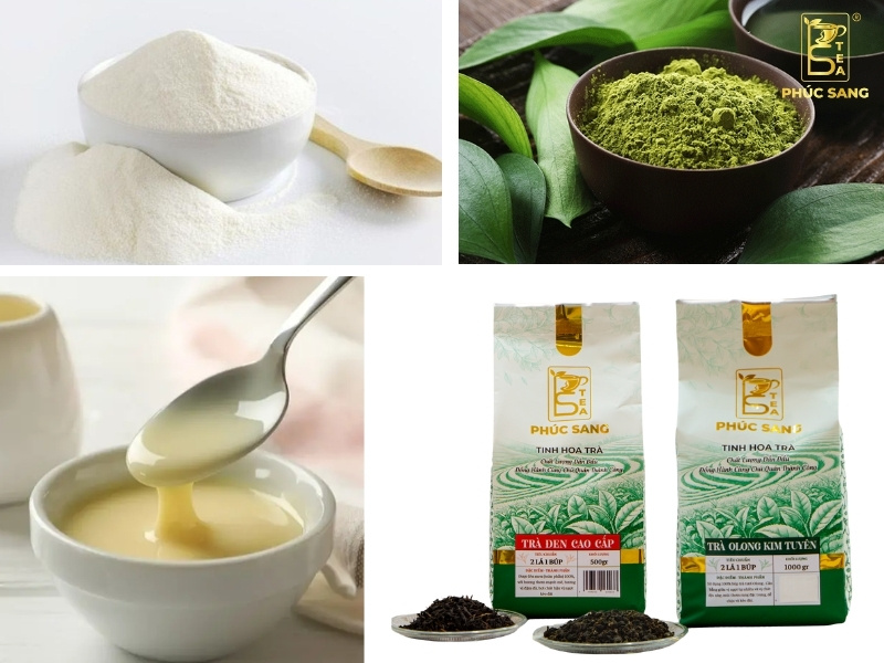 Nguyên liệu để làm trà sữa matcha đậu đỏ Nguyên liệu để làm trà sữa matcha đậu đỏ