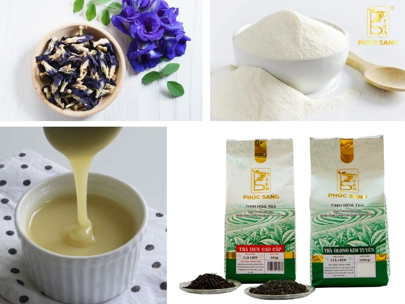 Nguyên liệu làm trà sữa hoa đậu biếc Nguyên liệu làm trà sữa hoa đậu biếc