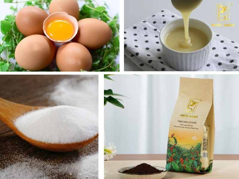 Nguyên liệu và dụng cụ làm cà phê trứng Nguyên liệu và dụng cụ làm cà phê trứng