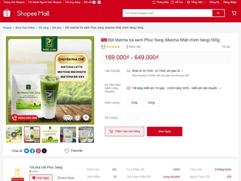Mua bột matcha trực tuyến: Nhanh chóng, tiện lợi trên sàn TMĐT