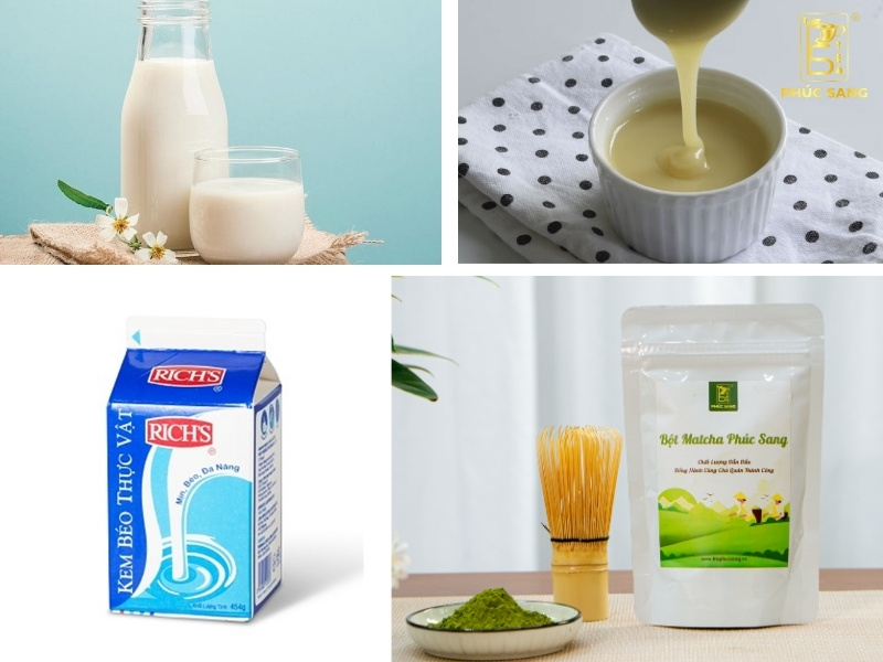 Nguyên liệu pha matcha latte nóng Nguyên liệu pha matcha latte nóng