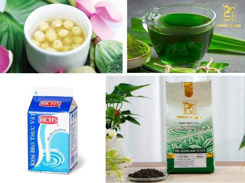 Nguyên liệu pha chế trà ô long hạt sen lá nếp Nguyên liệu pha chế trà ô long hạt sen lá nếp