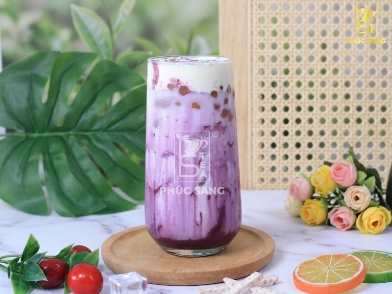 Cách làm trà sữa trái cây vị việt quất Cách làm trà sữa trái cây vị việt quất