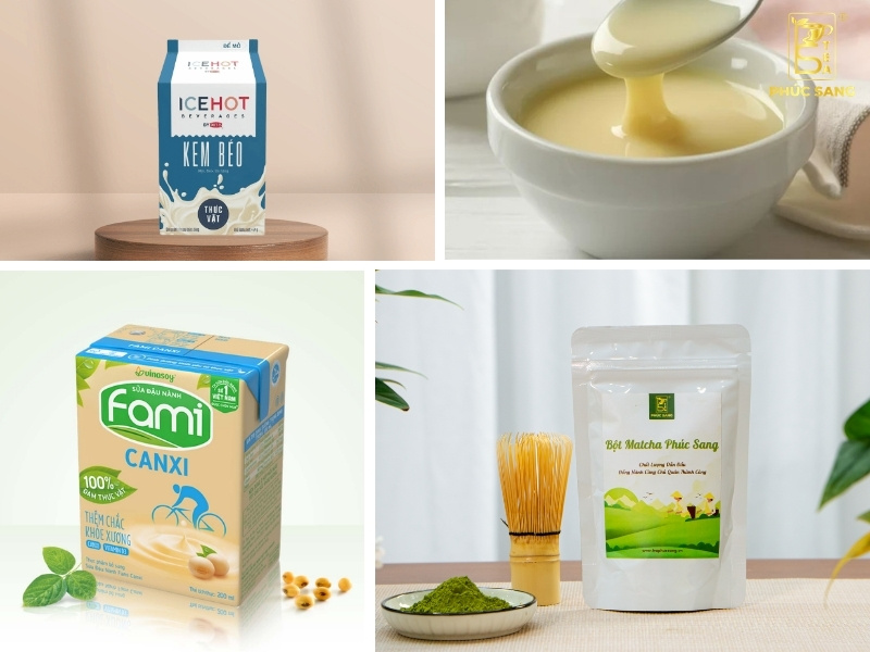 Nguyên liệu để làm matcha latte tào phớ