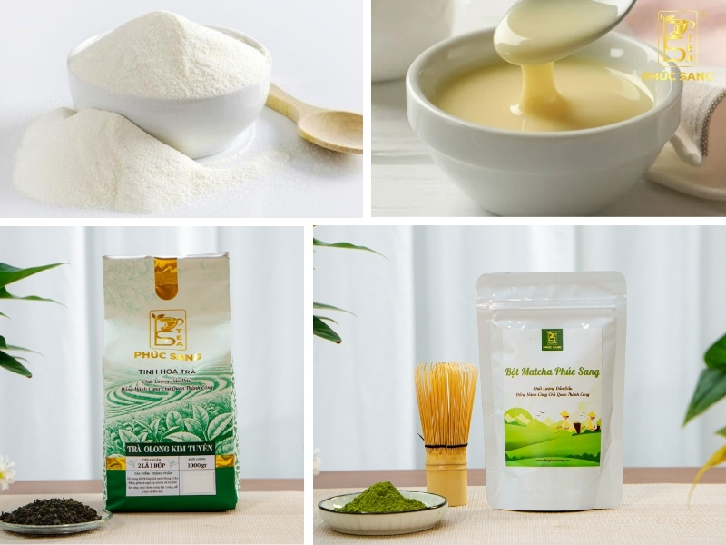 Nguyên liệu để làm trà sữa olong matcha