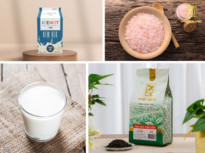 Nguyên liệu cần chuẩn bị để làm trà đen macchiato