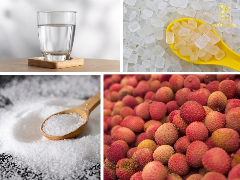 Nguyên liệu cần chuẩn bị để làm vải ngâm đường phèn Nguyên liệu cần chuẩn bị để làm vải ngâm đường phèn