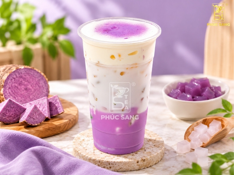Cách làm latte khoai môn sữa dừa thơm béo