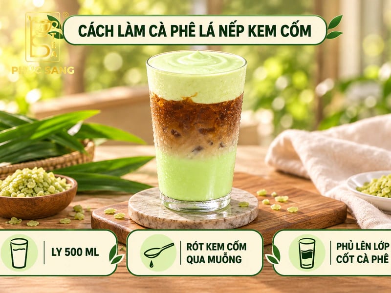 Cách làm cà phê lá nếp kem cốm