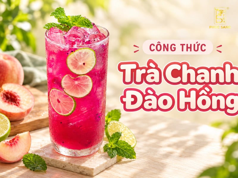 Cách làm trà chanh đào hồng thanh mát, cost chỉ 5.400đ/ly