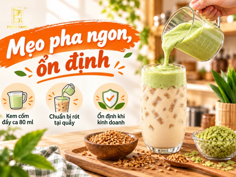 Một số mẹo pha trà sữa gạo rang kem cốm ngon, ổn định khi kinh doanh